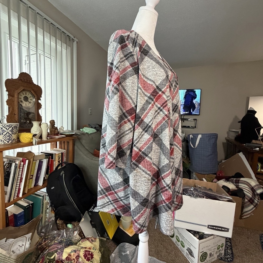 Catherines Women's Top W Attached Jacket Plaid Size 0X, 14-16 Grandma Core - Picture 5 of 9